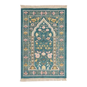 New Woven Worship Prayer Mat Portable Blanket Travel Worship Chenille Woven Jacquard Prayer Mat With Tassels for Muslim Prayer