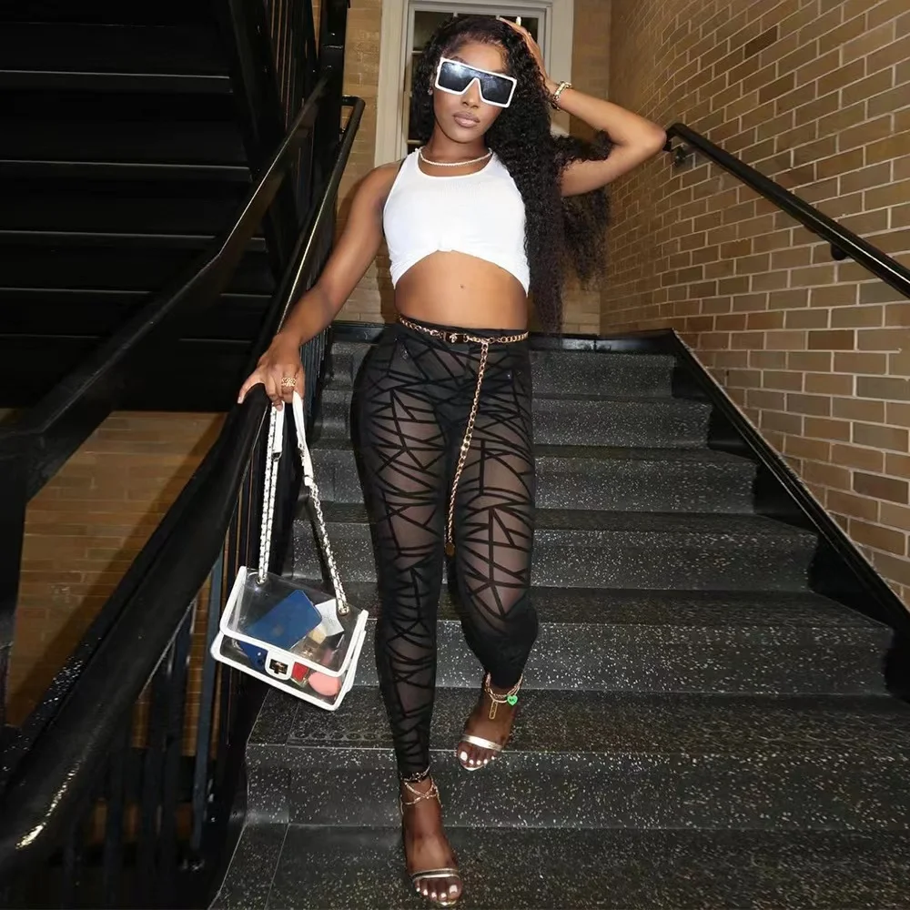 2022 Black Women See Through Mesh Pants High Waist Elegant Trousers  Stretchy Pants - Buy See Through Stretchy Pants,Black Lace Mesh Pants,High  Waist Elegant Trousers Women Product on Alibaba.com