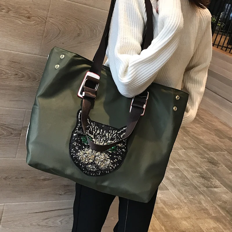 Ling Yu Cartoon Anime Summer Travel Bag Women’s Lightweight Simple Oxford Cloth Sports Fitness Korean Style Stowable Polyester