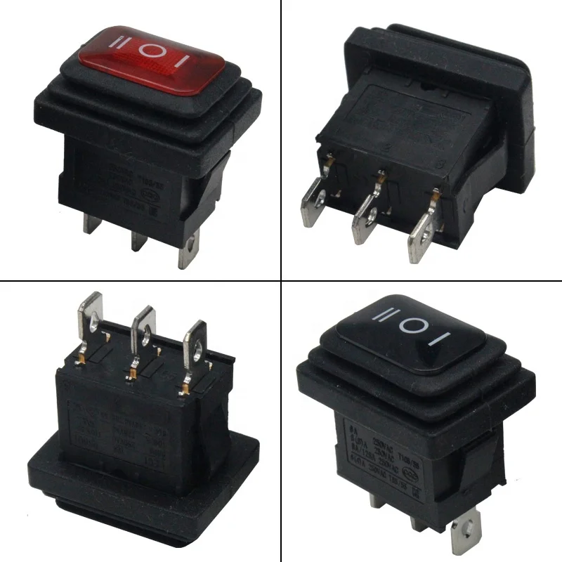 Interrupteur à Bascule étanche Avec Capot - 2 Pôles 4 Broches, Lumineux, 16A 250V, Pour Bateau, Camping-car, Marine