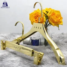Garment Shiny Custom Trousers Display Top Gold Plastic Hanger for Clothes