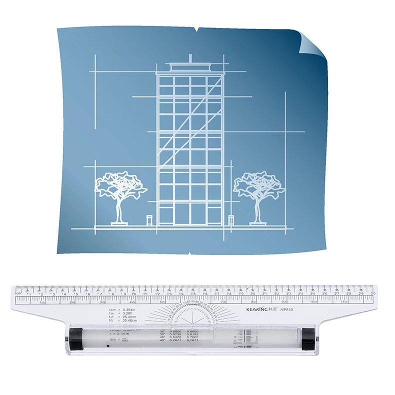 KEARING #MPR30 ARCHITECTURAL PARALLEL RULER DRAWING RULER,SOLID ANGLE ROLLING  RULER designers