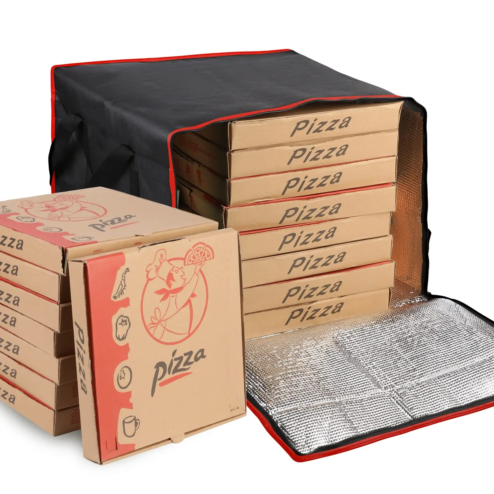 Large Capacity Food Delivery Picnic Camping Tote Cooler Lunch Bag Insulated Warmer Pizza Food Delivery Bag