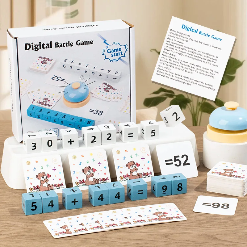 Wooden Digital Building Blocks Multiplication Battle Game Math Add Subtract Multiply Divide Thinking Training Educational Toys