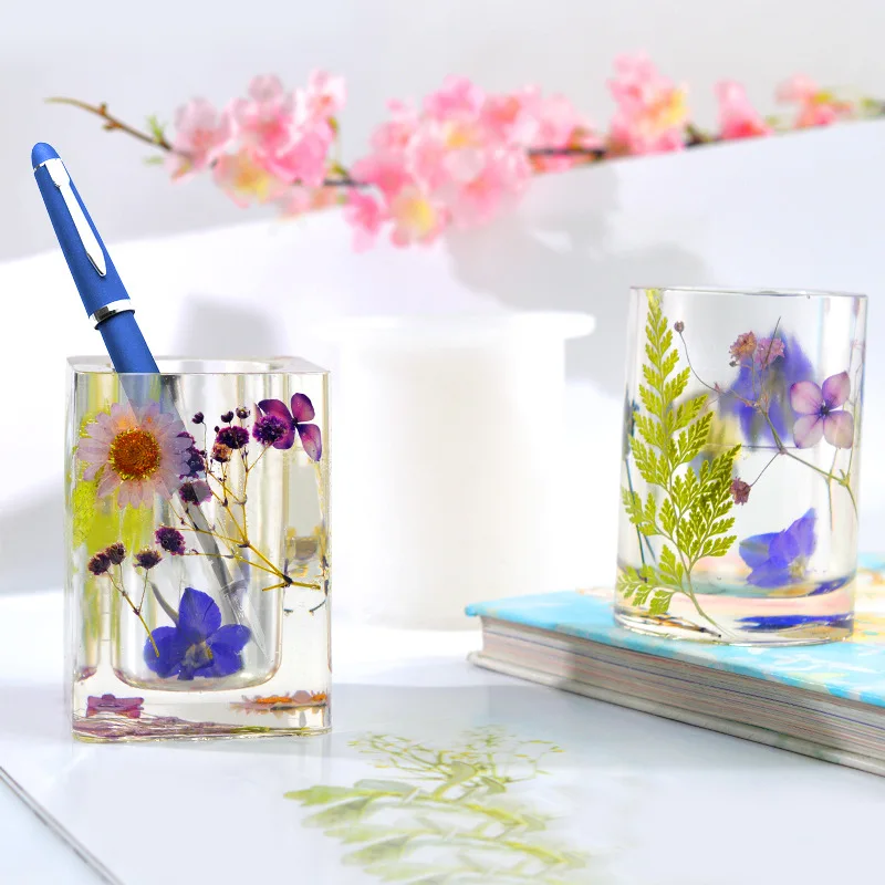 New Transparent Silicone Mould Dried Flower Resin Decorative Craft DIY  Storage Pen holder Mold epoxy resin molds for jewelry