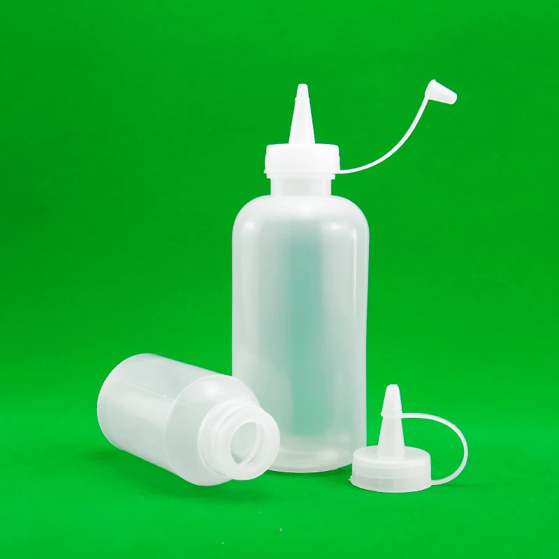 PE Plastic Squeeze Bottle with Needle Tip Cap Wholesale Dropper Bottle 250ml Flat Bottle for Glue Lube