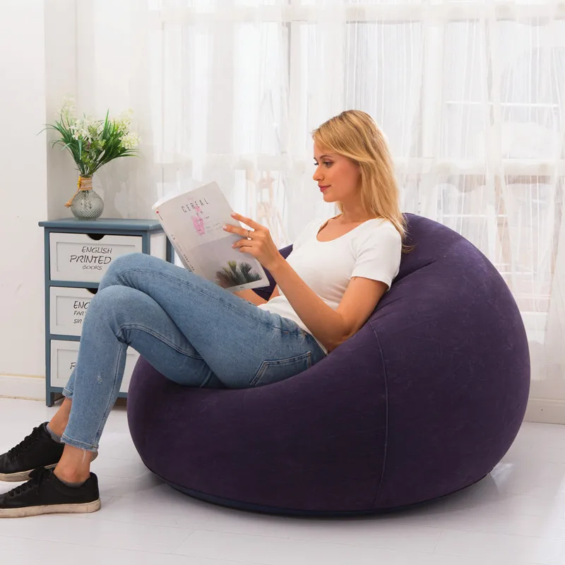 Reclinable Relax PVC Inflatable Waterproof Foldable Flocking Inflatable Sofa air Sofa Chair