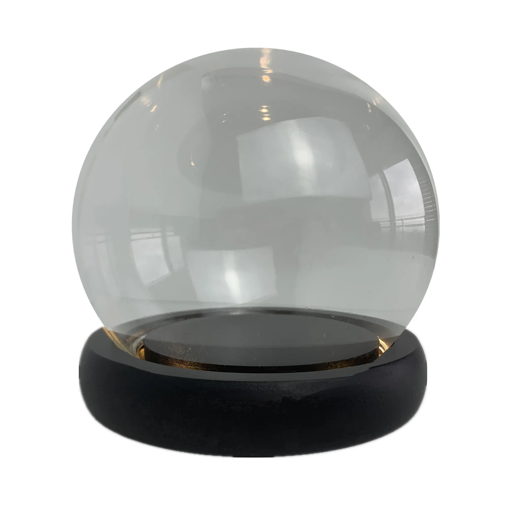 15cm Yellow LED Light  Glass Display Globe Cover Desktop Decoration Snow Dome with Light for Promotional