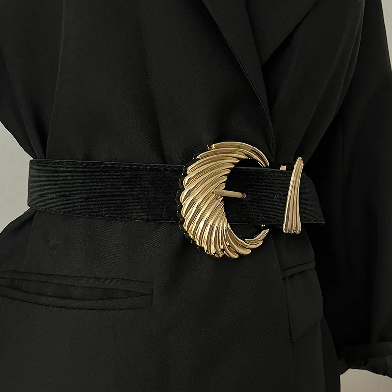 Винтажный женский летний широкий пояс черный бархатный стиль Instagram для сочетающейся юбки свитер или пиджак из искусственной кожи