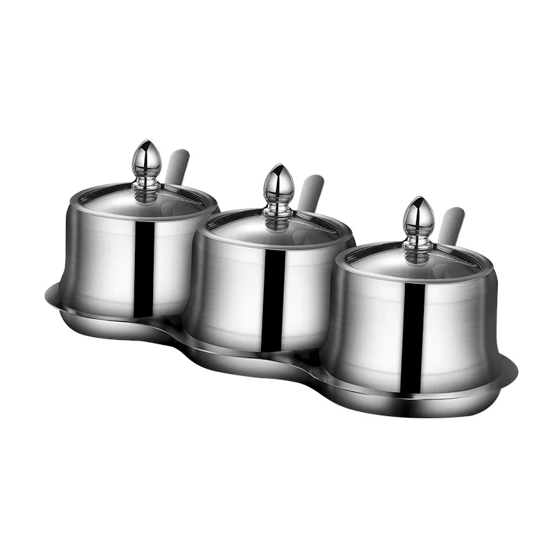 stainless steel season can condiment jar set for coffee or tea set