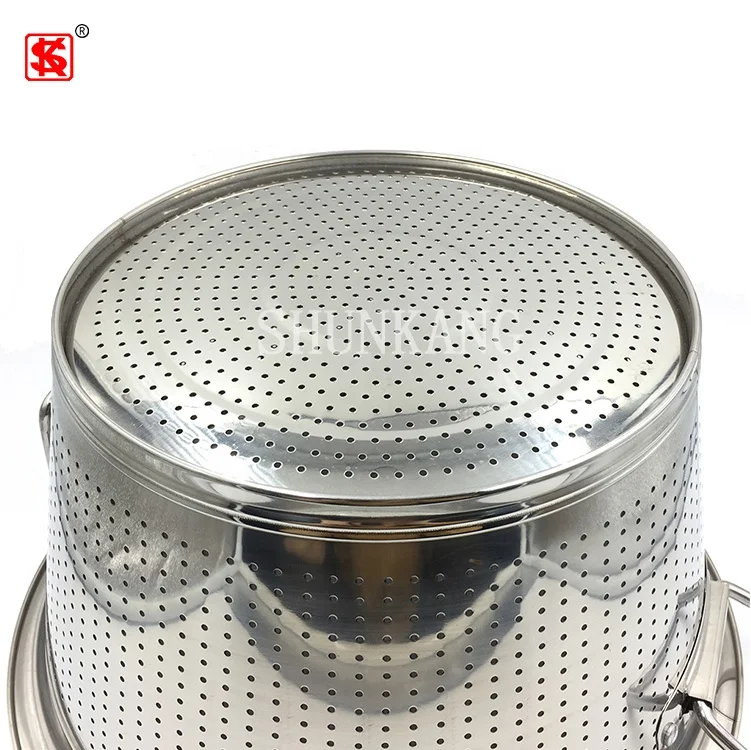 Multi - Function Stainless Steel Big Colander Metal Bucket with Hole for Cleaning