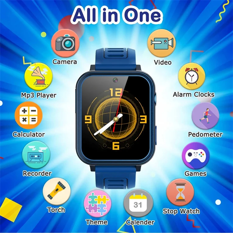 SlMM Alarm Clock Gaming Smartwatch S16 Reloj Inteligente Infantil Game Kids  Girls Touch Smart Watch for Kids With 16 Games