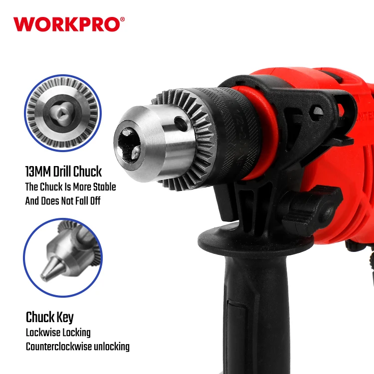 WORKPRO 13MM Professional Power Tools Hand Drill 710W 13mm Impact Electric Machines Power Drill