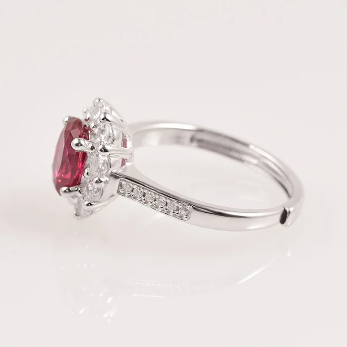 Roomy Red Gemstone Lab Grown Ruby Rings 925 Sterling Silver Ring Fine Jewelry Women Wedding Ruby Rings