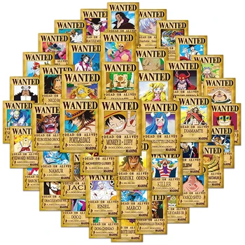 50pcs New One Pieces Wanted Poster Graffiti Stickers for Car Laptop Bottle Vinyl Luffy Cartoon Stickers