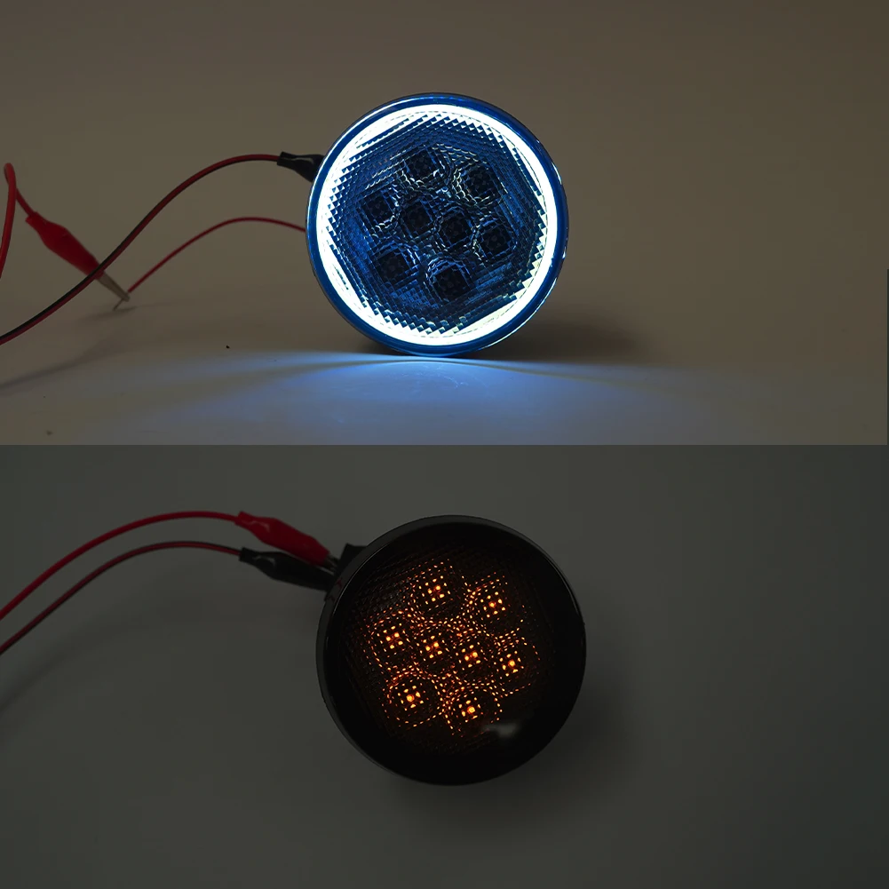 Round Front Fender Turn Signal Led Lights With White Halo Smoked Lens