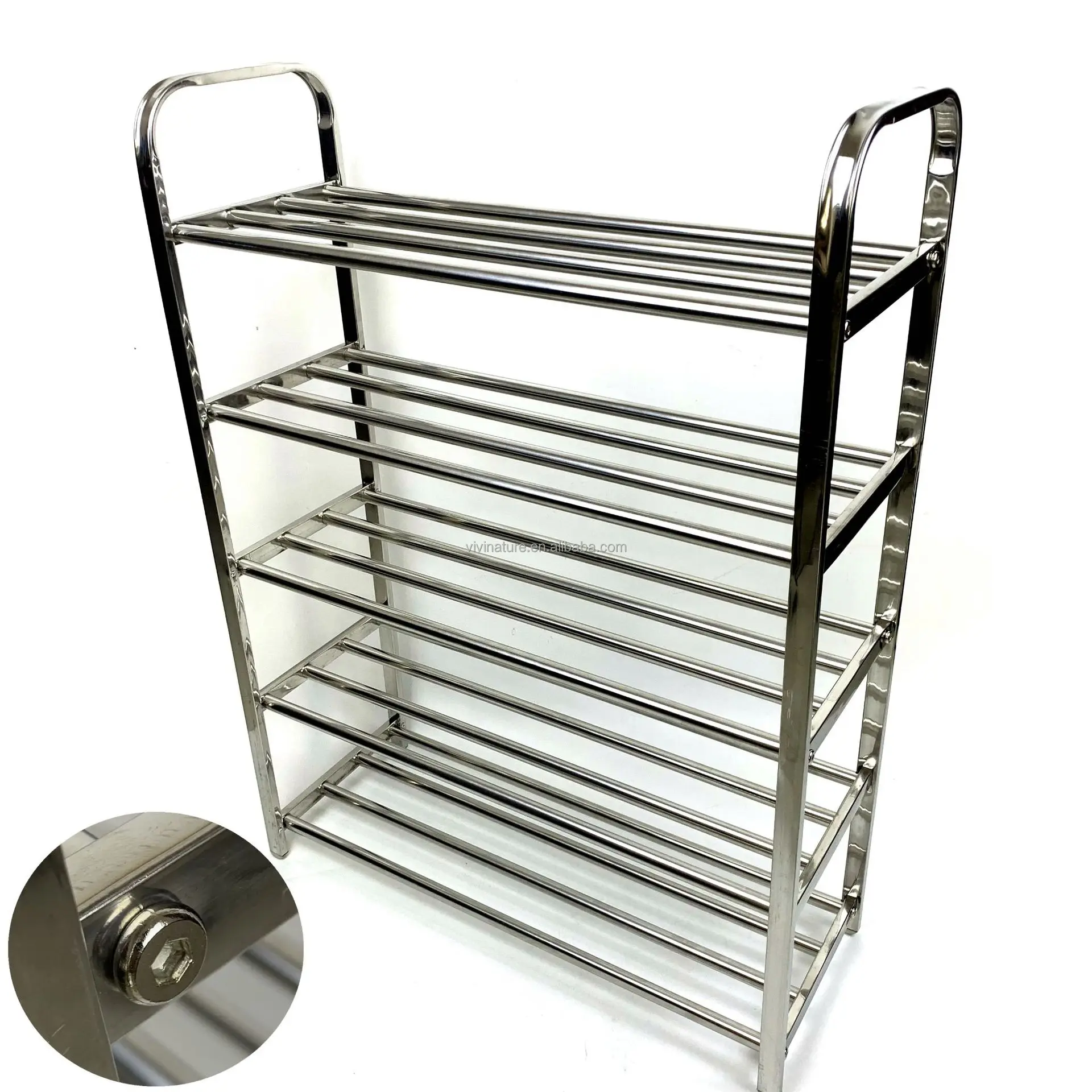 Stainless Steel Shoe Rack From 3 Tier To 6 Tiers For Shoe Storage