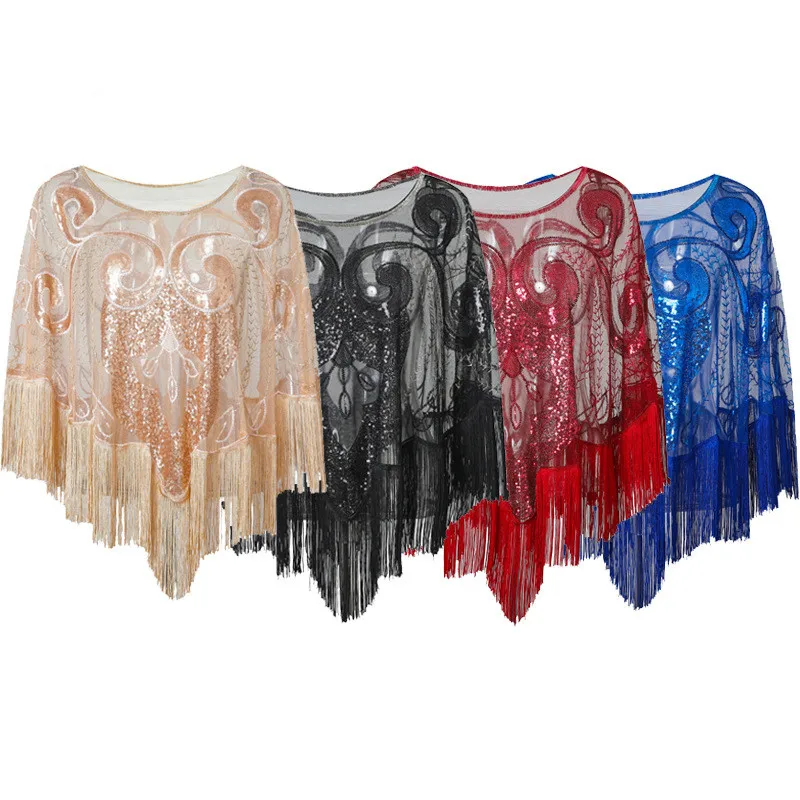 Vintage-Boutique Perline Paillettes Anni 20 Retro Scialle Flapper