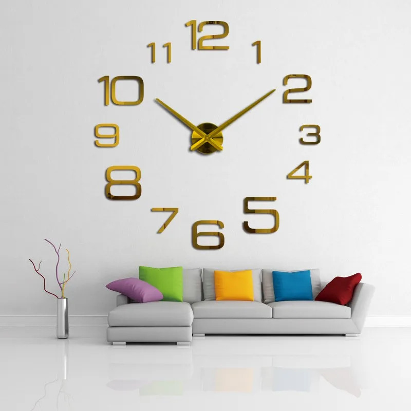 Metalate Sticker Frameless Digital 3d Diy Mounted Wall Art Clock