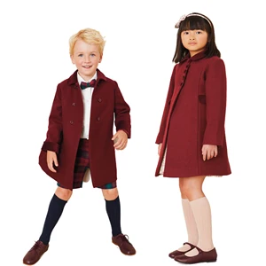 Guangzhou Custom High Quality Woolen Winter Coat for Kids Warm Long Coat for Boys and Girls Solid Pattern