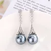 Gray bead ear studs
