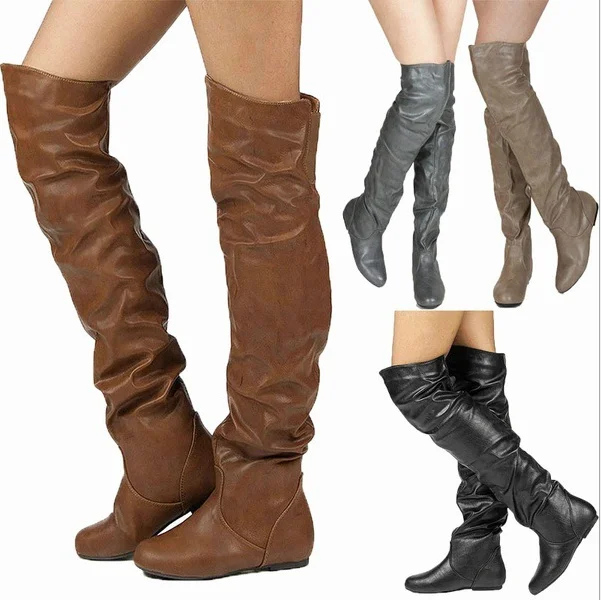 ladies flat slouch boots