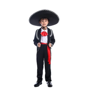 Halloween Children Kids Boys Cosplay Traditional Mariachi Amigo Dance Kids Mexican Costumes FMKC-010