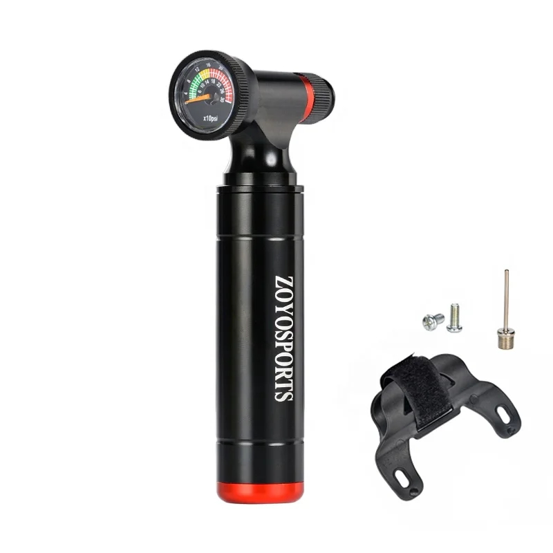 ZOYOSPORTS Pompa nera, con manometro trasparente, mini gonfiatore CO2 per bicicletta in lega di alluminio_voghion.com