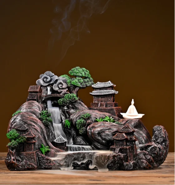 Smoke Waterfall Backflow Incense Burner Creative Home Decor Incense Holder Portable