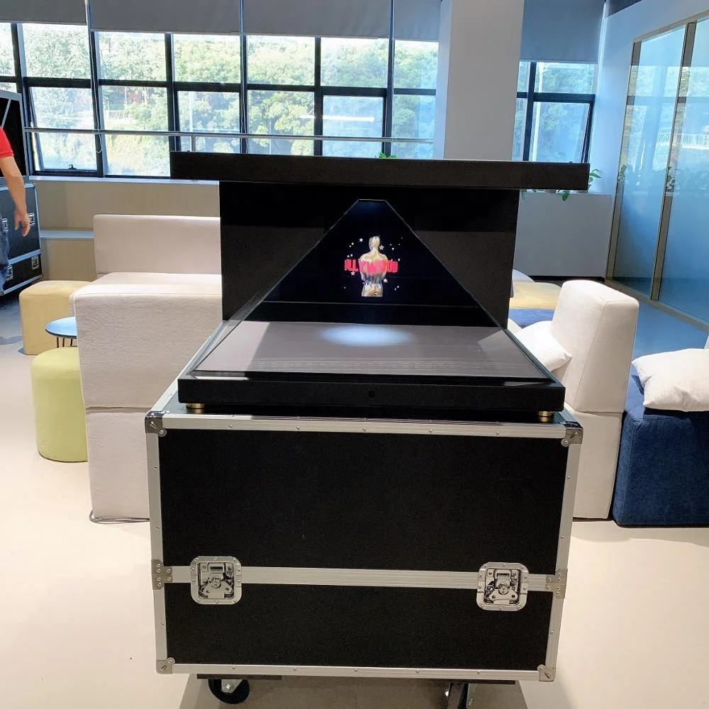 270度22インチホログラフィックガラスピラミッドショーケース3D