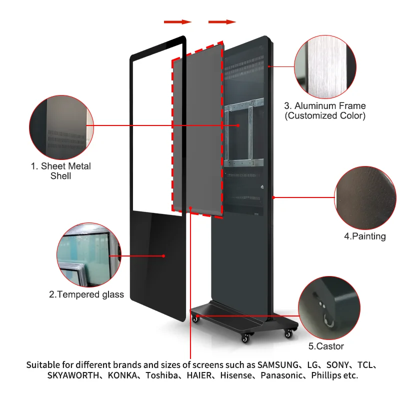 Floor Stand Signage Display Shield Touch Kiosk Digital Signage Shell Lcd Advertising Player Indoor Totem Pad Smart TV Enclosure
