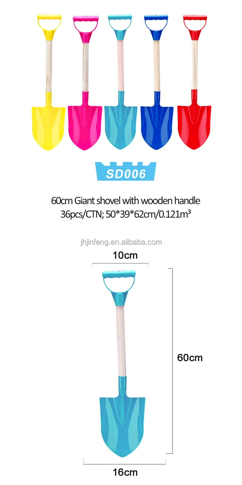 Beach Wooden Shovel 60cm Long Handle Gardening Tools Kit Wooden Beach