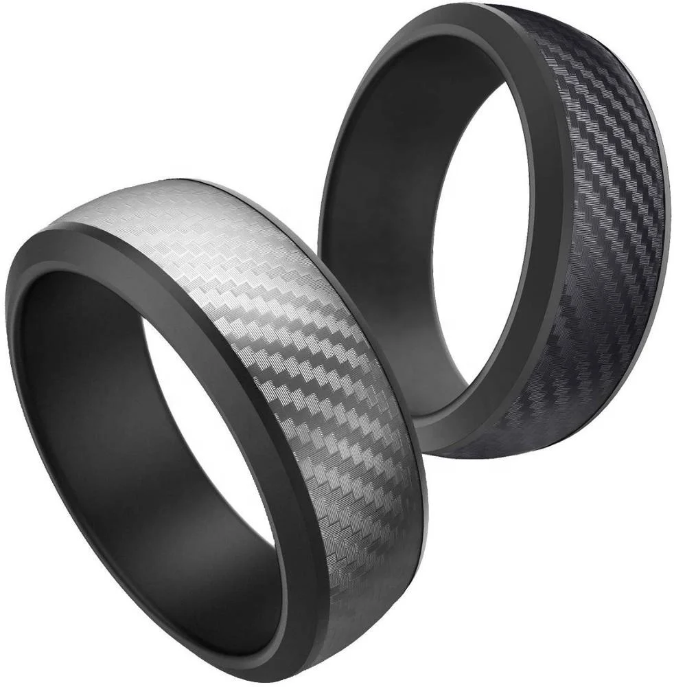 Delicate Stylish Texture Two Piece Silicone Wedding Ring