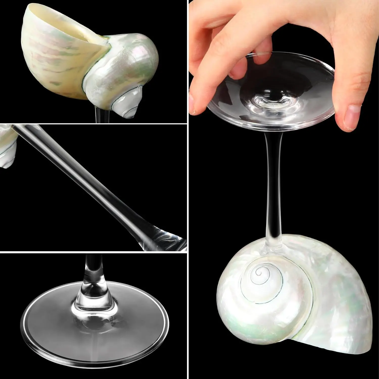 Seashell Cup Conch Shell Wine Glass Martini Glasses Goblet Cocktail Glass Drinkware Drinking Stemware for Birthday Wedding Beach