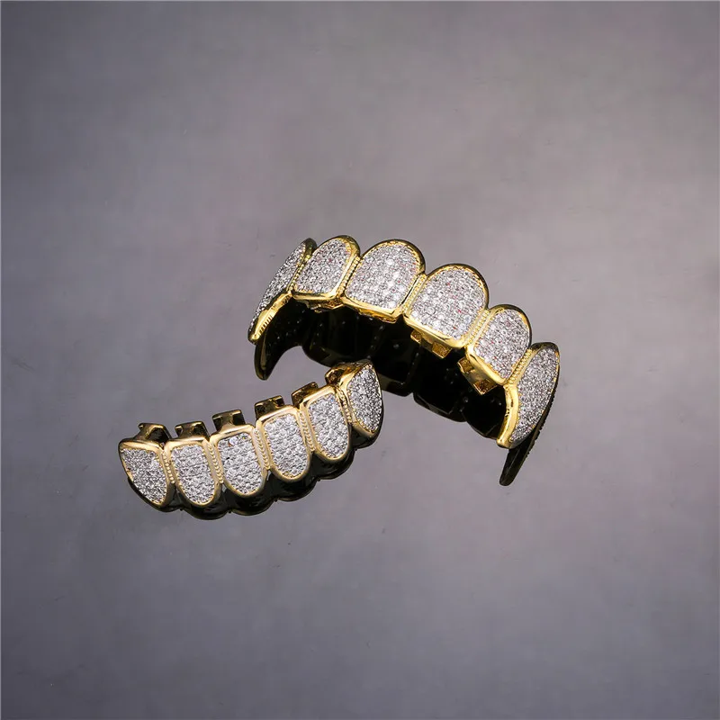Wholesale Braces for Teeth HipHop Teeth Grill Full of Diamond Gold Teeth  Grillz Hip Hop Jewelry Rapper Star Shiny Diamond Grillz