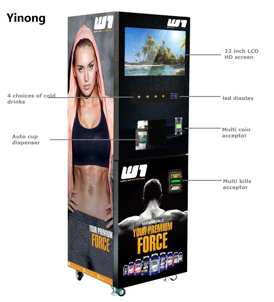 W pełni automatyczny automat sprzedający koktajle proteinowe do automatu do kawy Gym GS