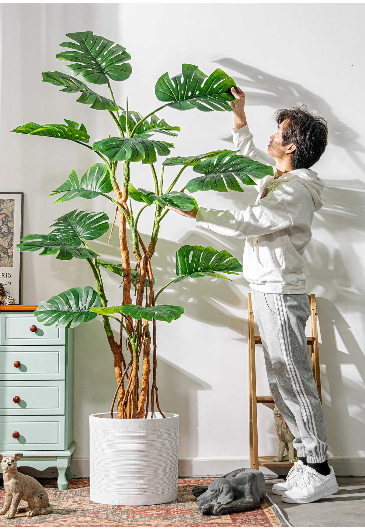 Artificial Plants Greenery Realistic Plastic Tree Potted Simulation Greenery Real Touch Leaves Indoor Home Outdoor Decoration details