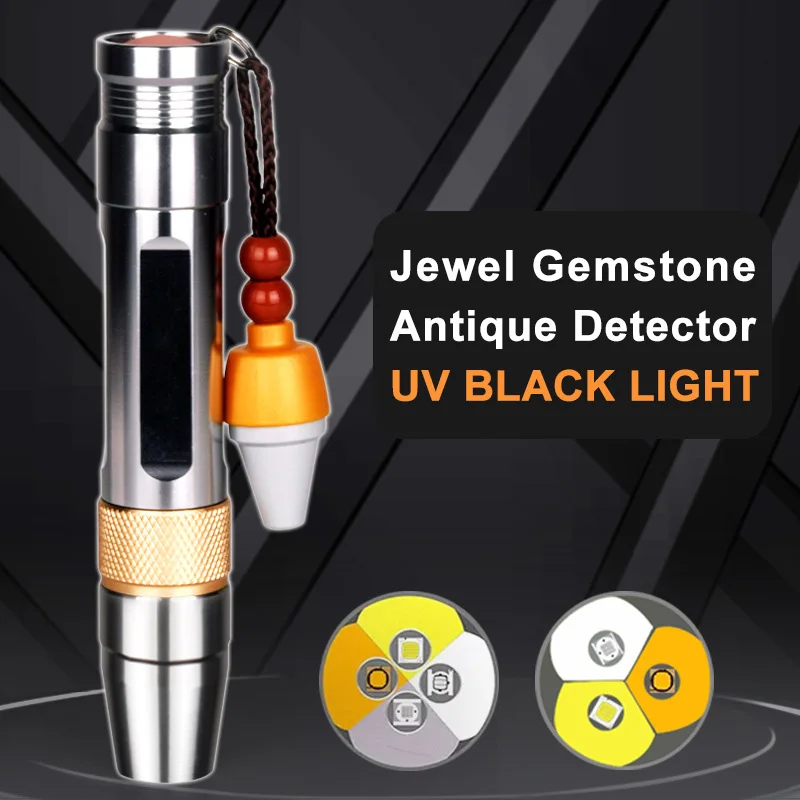 Torcia LED Tascabile in Acciaio Inossidabile - Rilevatore di Luce per Identificazione Gioielli, Pietre Preziose e Diamanti, Analisi della Giada Torcia LED Tascabile in Acciaio Inossidabile - Rilevatore di Luce per Identificazione Gioielli, Pietre Preziose e Diamanti, Analisi della Giada