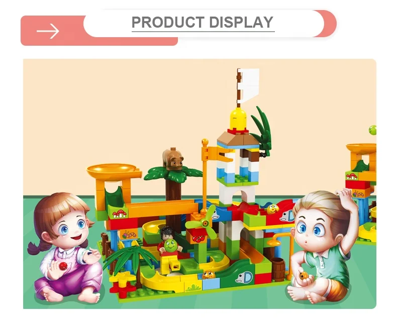 Home Diy Play Slideway Rolling Ball Toy Building Blocks Set with 170 Pcs