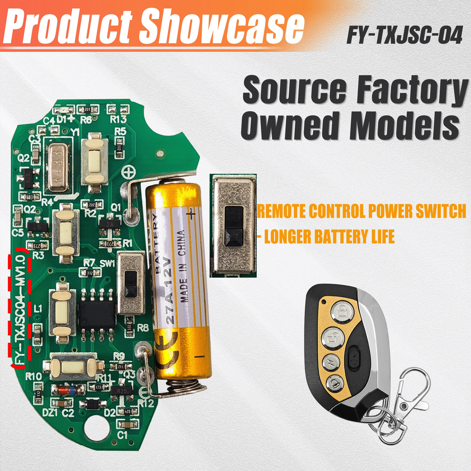Custom 4-Channel White Round Wireless Remote Control ABS