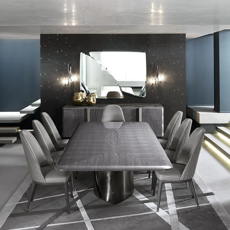 Stainless Steel Base Marble Top Home Dining Room 8 Seater Furniture