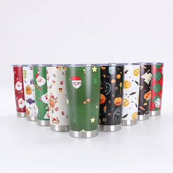 Customizable Christmas Powder Coffee Cup Double Stainless Steel Insulated for Car Travel Wholesale Water Bottle for Food Usage