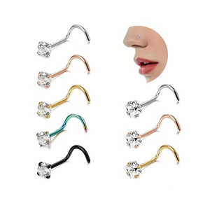 Indian Nose Jewelry Surgical Surgical Steel Piercing 18G 20G 22G Diamond Nose  Piercing Stud Rings Fashion Piercing