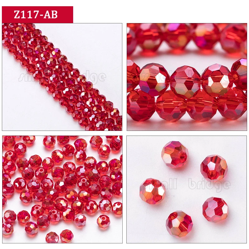 Factory direct 3 4 6 8mm Round Spacer Glass Beads With Holes Jewelry Accessories For Necklace Earring supplier