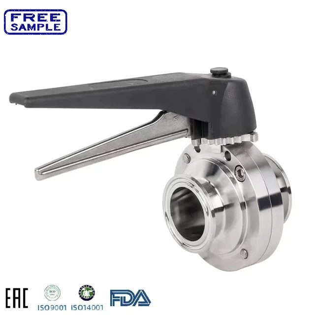 Sanitary Clamped Butterfly Valve Manual/Pneumatic/Electric SS304/SS316L for Water Gas Oil Base Media for Food & Beverage