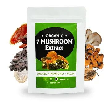 7 in 1-USDA Organic- Herbal Mushroom Extract Powder Lions Mane, Cordyceps, lucidum Ganoderma, Chaga, Turkey Tail powder