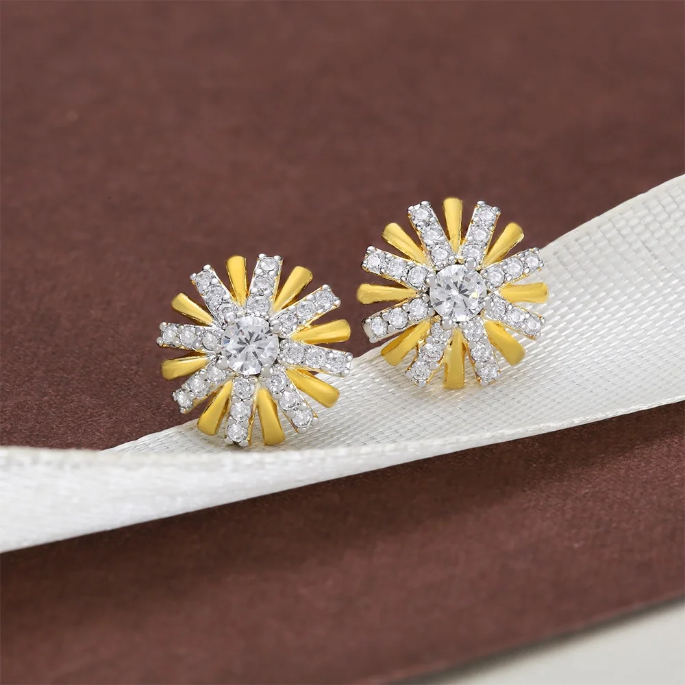 925 Sterling Silver Earrings Pave 5A cubic zirconia gold plated jewelry 925 silver diamond stud earring