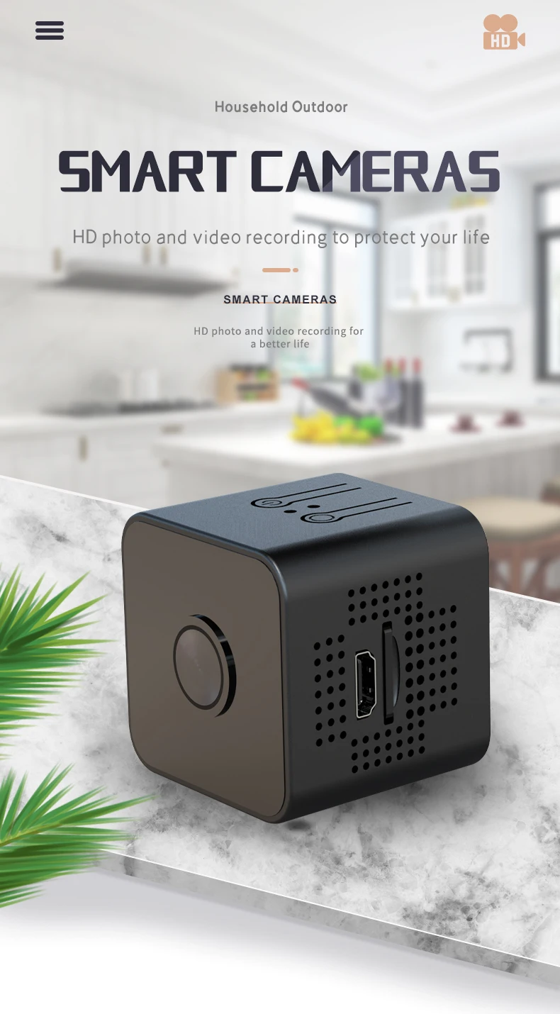 2MP Night Vision 1080P Mini Smart Home Wireless CCTV Camera Infrared CMOS Micro Camcorder Smallest Most Compact Home WiFi Camera