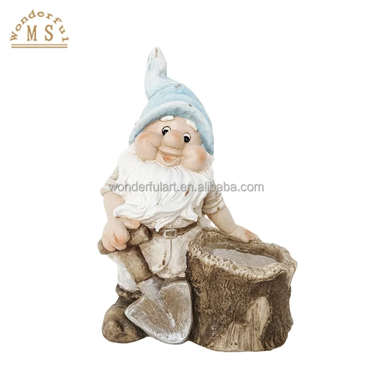 Poly stone old man with white beard Holiday Fairy figurine Home Decor Art resin garden Ornament