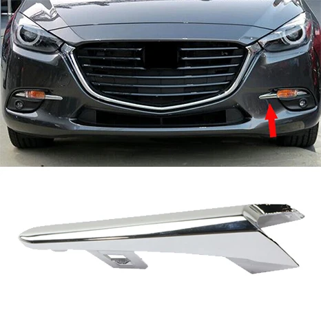 ABS Front Bumper Left Side Fog Light Silver Cover Frame For 2017 Mazda 3